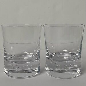 2 Old Fashioned Rocks Glasses Bubbles Hand Blown Heavy Weighted Bottom Verve EUC